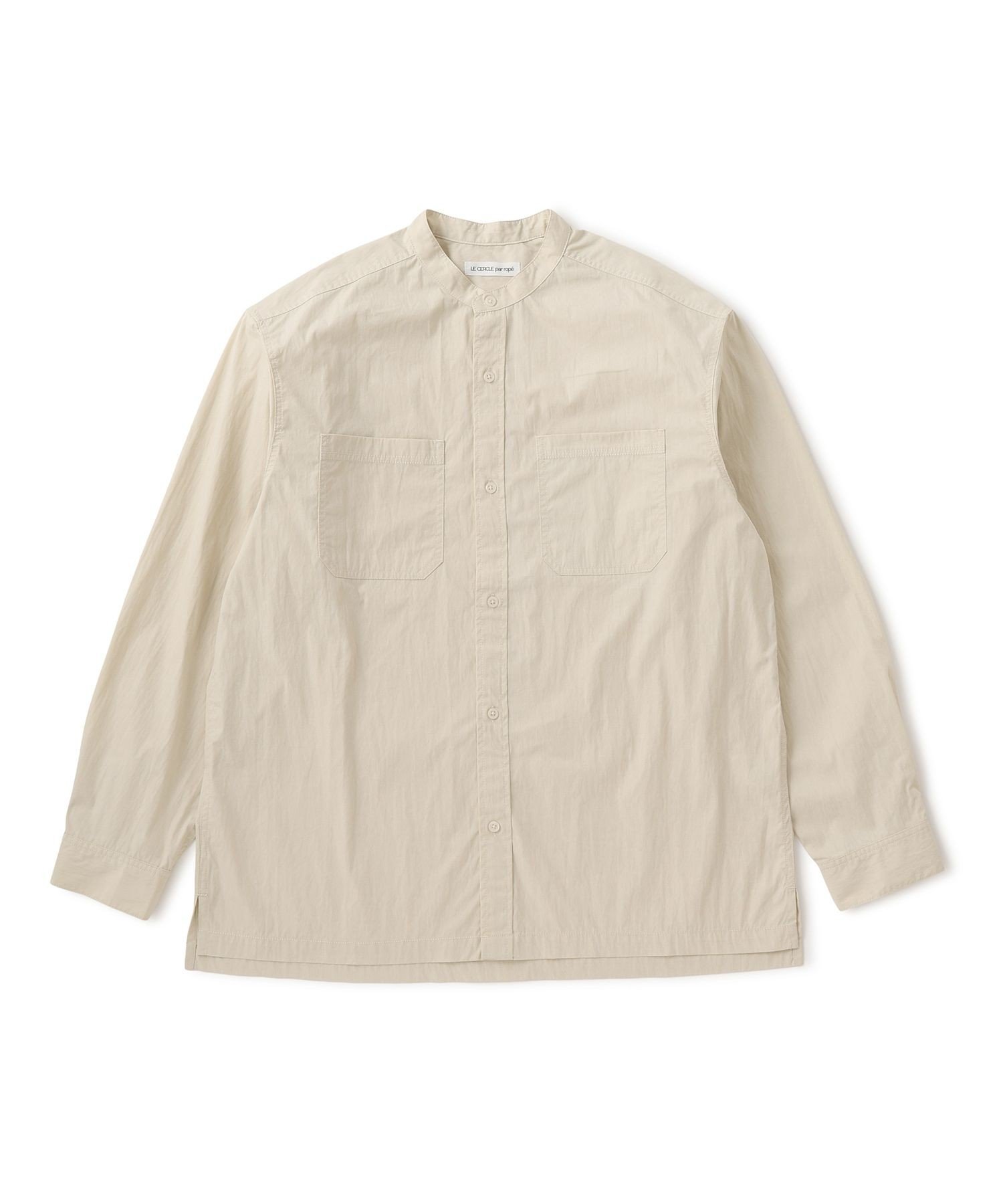LE CERCLE par rope' HOMME コットンナイロンバンドカラーシャツ/セットアップ対応 ジュン スタンダード ピックス トップス シャツ・ブラウス ネイビー ホワイト【送料無料】