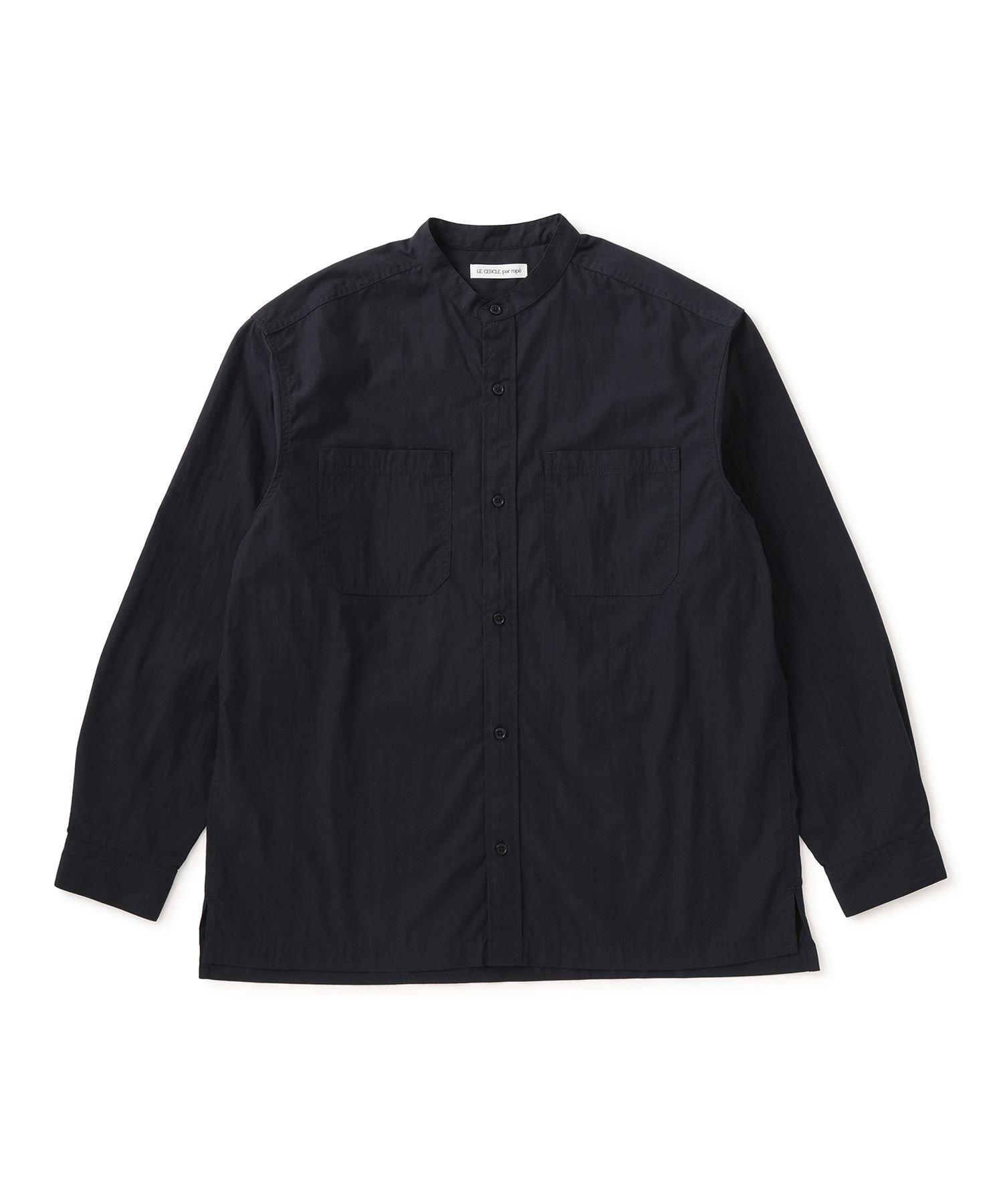 LE CERCLE par rope' HOMME コットンナイロンバンドカラーシャツ/セットアップ対応 ジュン スタンダード ピックス トップス シャツ・ブラウス ネイビー ホワイト【送料無料】