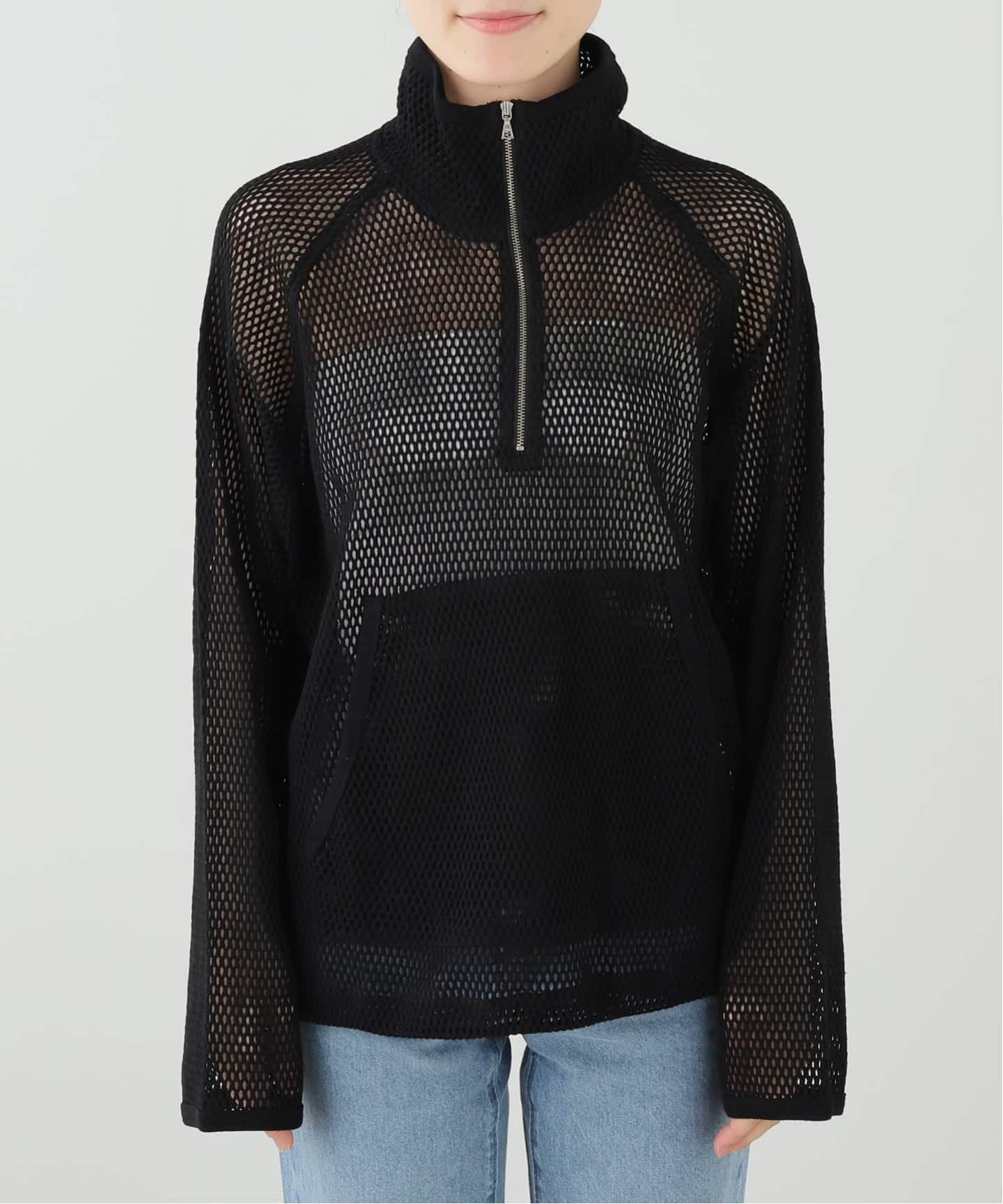 JOURNAL STANDARD メッシュハーフジップ ジャーナル スタンダード トップス カットソー・Tシャツ ホワイト ブラック