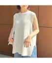【SALE/20%OFF】Rouge vif la cle 【セットアップ対応】麻混片畦ニットベスト ルージュ・ヴィフ ラクレ トップス ニット カーキグリーン ホワイト【送料無料】