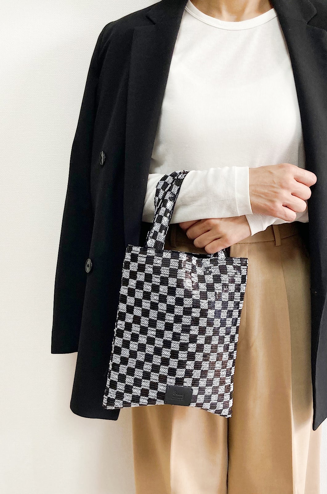 Swaraj Swaraj/スパンコールTOTE スワラージ バッグ トートバッグ パープル ブラック ゴールド