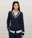 【SALE/20%OFF】TOMMY JEANS バーシティケーブルVネックセーター トミーヒルフィガー トップス ニット ベージュ ネイビー【送料無料】