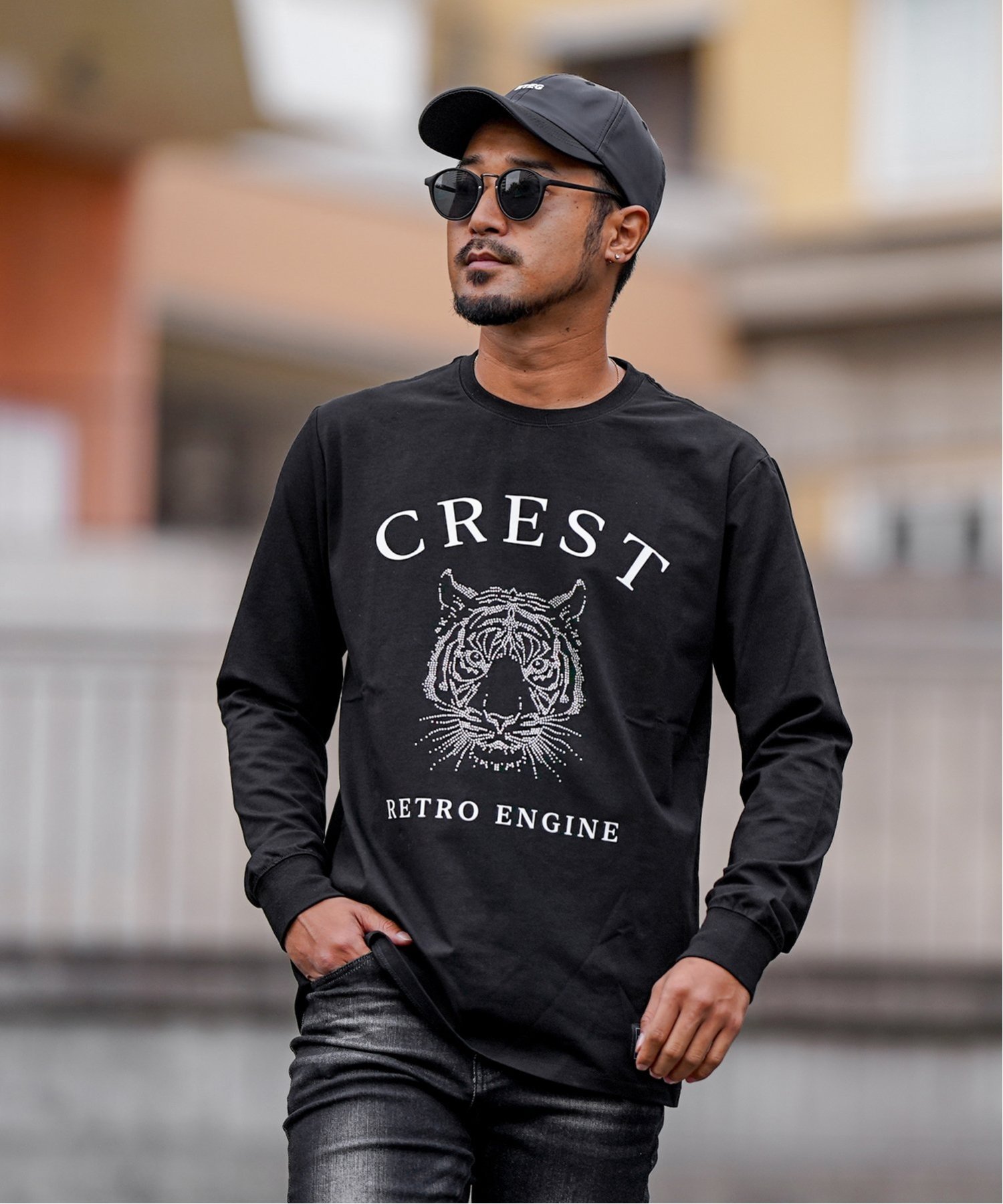 Retro Engine Retro Engine/(M)RTEG LS Tiger L/TEE アダムスジャグラー トップス カットソー・Tシャツ..