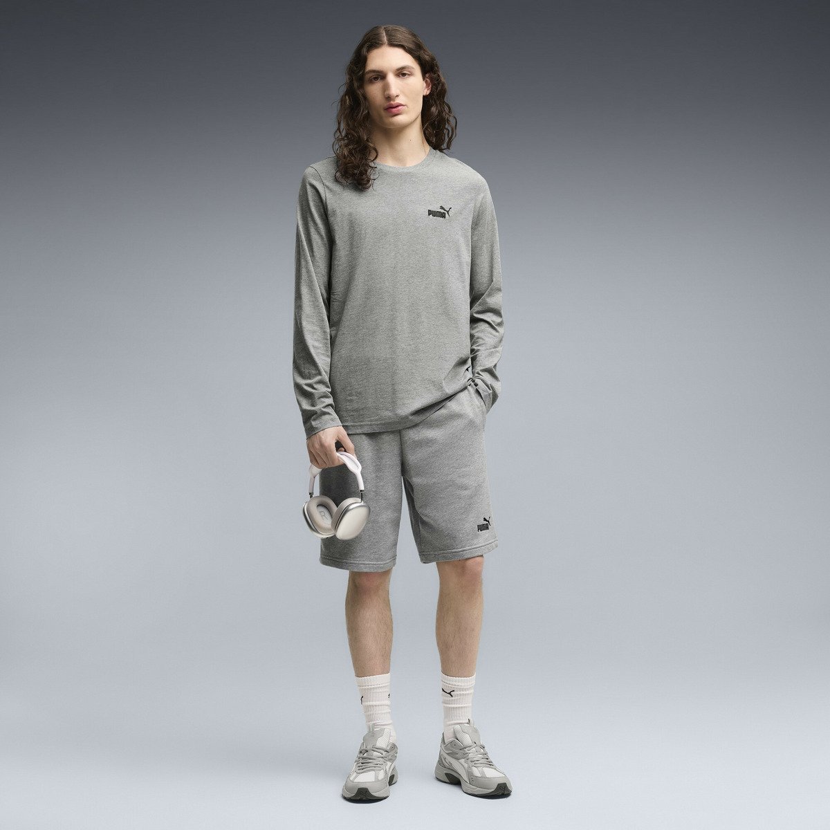 メンズ ESS NO. 1 ロゴ 長袖 Tシャツ ESS Longsleeve Tee プーマ トップス カットソー・Tシャツ グレー