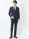 TAKA-Q ストレッチウォッシャブル スリムフィット 2ボタン2ピーススーツ ジオメトリック紺 【25SS】 メンズ セットアップ ジャケット ビジネス カジ...
