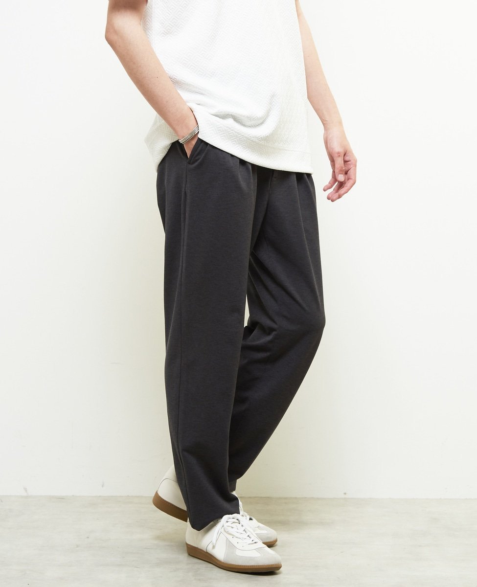 MEN'S MELROSE リラックステーパードイージーパンツ ｜ ストレッチ / 吸水速乾 メンズメルローズ パンツ スラックス・ドレスパンツ ブラック グレー