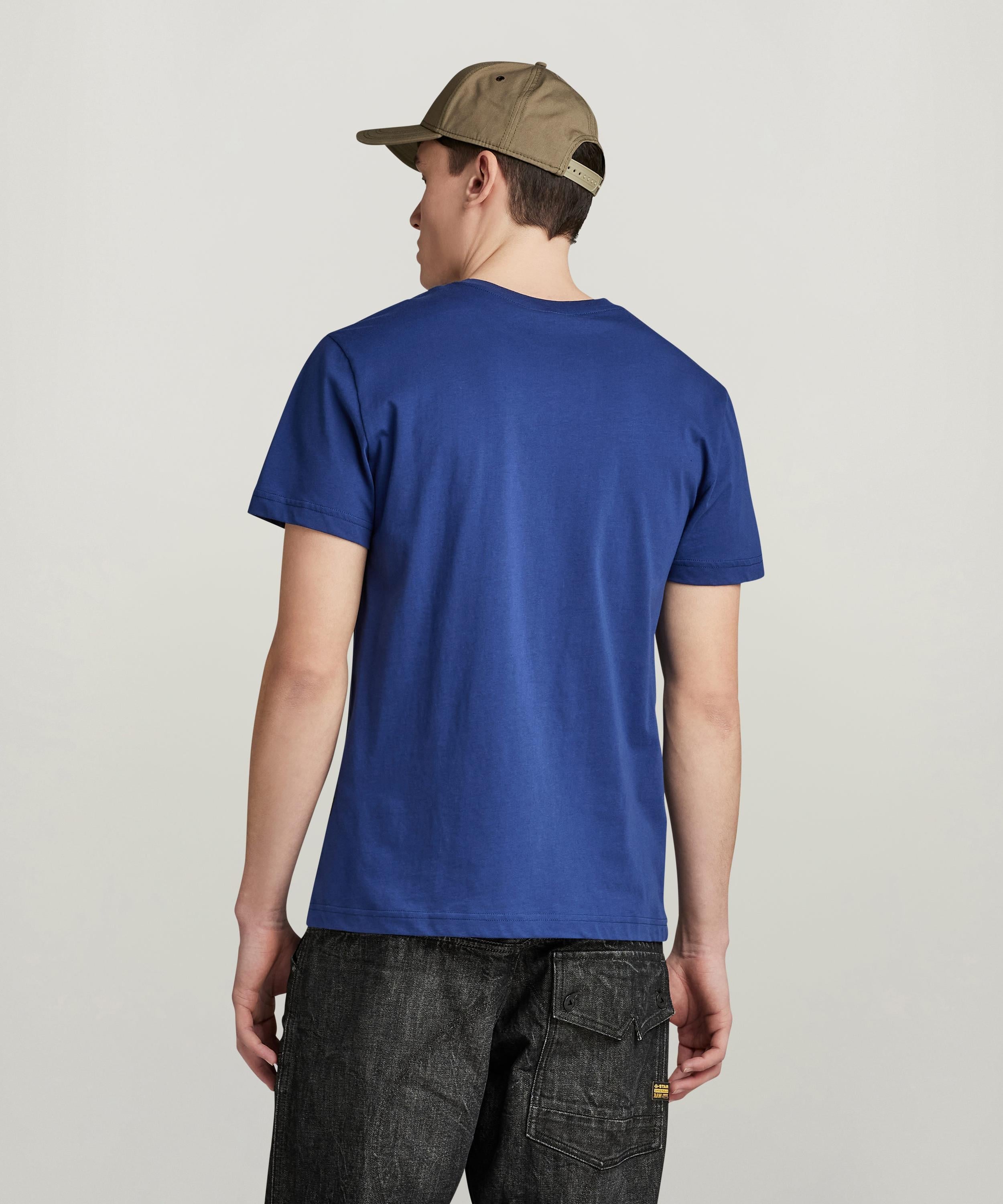 【公式ショップ】TRIPLE LOGO GRAPHIC T-SHIRT/トリプルブランドロゴグラフィックTシャツ ジースターロゥ トップス カットソー・Tシャツ ブルー