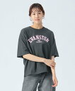 BEAMS HEART WOMEN フロッキー カレッジロゴ Tシャツ ビームス ハート トップス カットソー・Tシャツ ホワイト ブラック【送料無料】