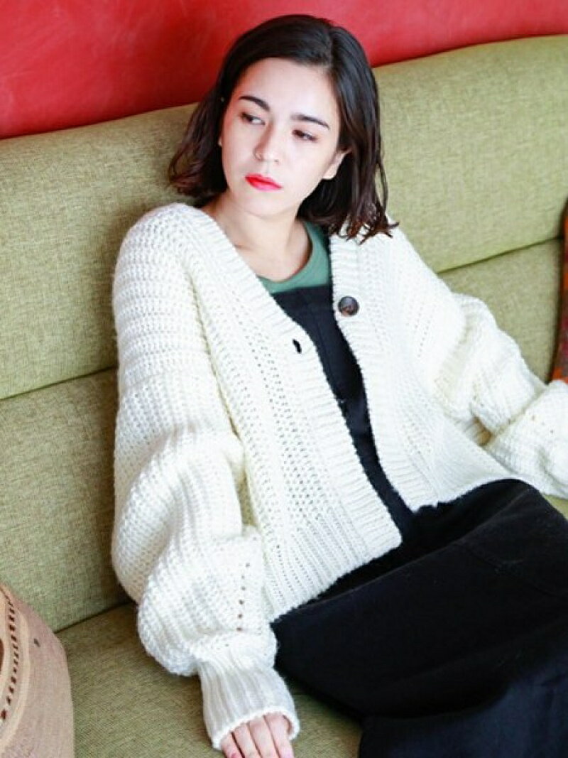 【SALE／70%OFF】niko and ... (W)ローゲージヌキエリCD ニコアンド トップス カーディガン ホワイト ネイビー ブルーのサムネイル