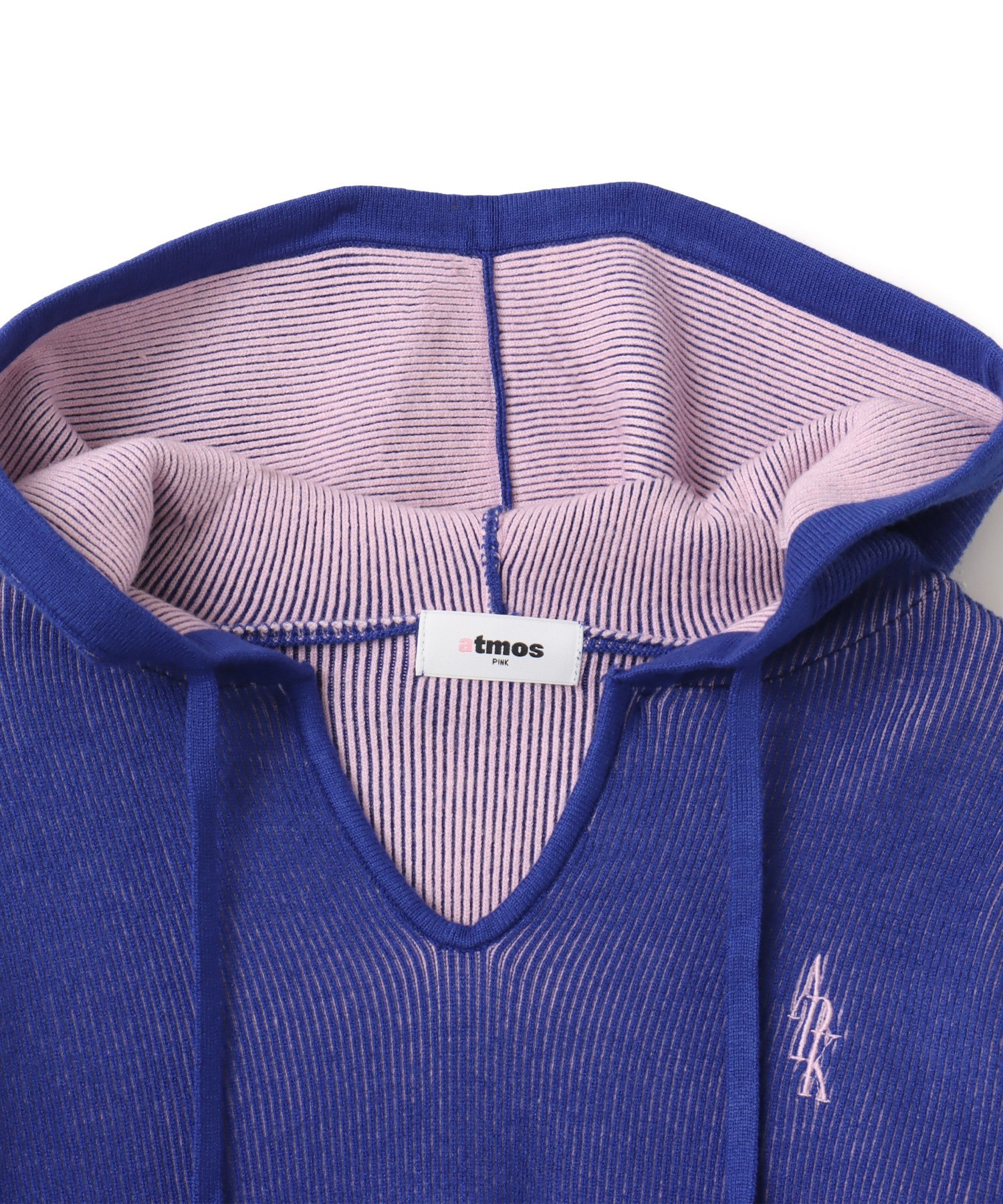 atmos pink atmos pink Plating Knit Hoodie BLUE アトモス トップス ニット ブルー