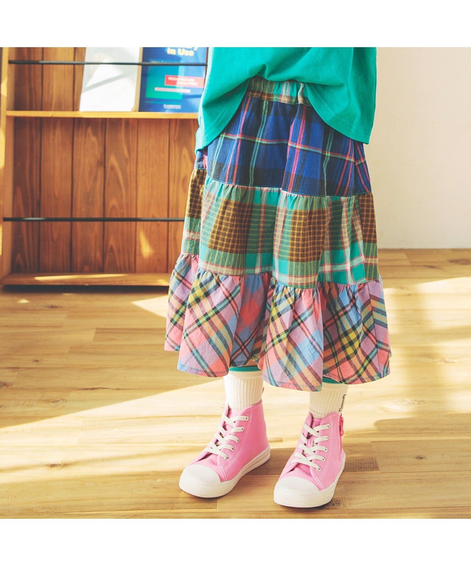 BREEZE チェックティアードスカート エフオーオンラインストア スカート ロング・マキシスカート イエローのサムネイル