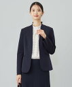 J.PRESS LADIES L 【洗える】T/Rアルガンシルク ノーカラー ジャケット ジェイプレス ジャケット アウター ノーカラージャケット ネイビー グレー ブラウン【送料無料】