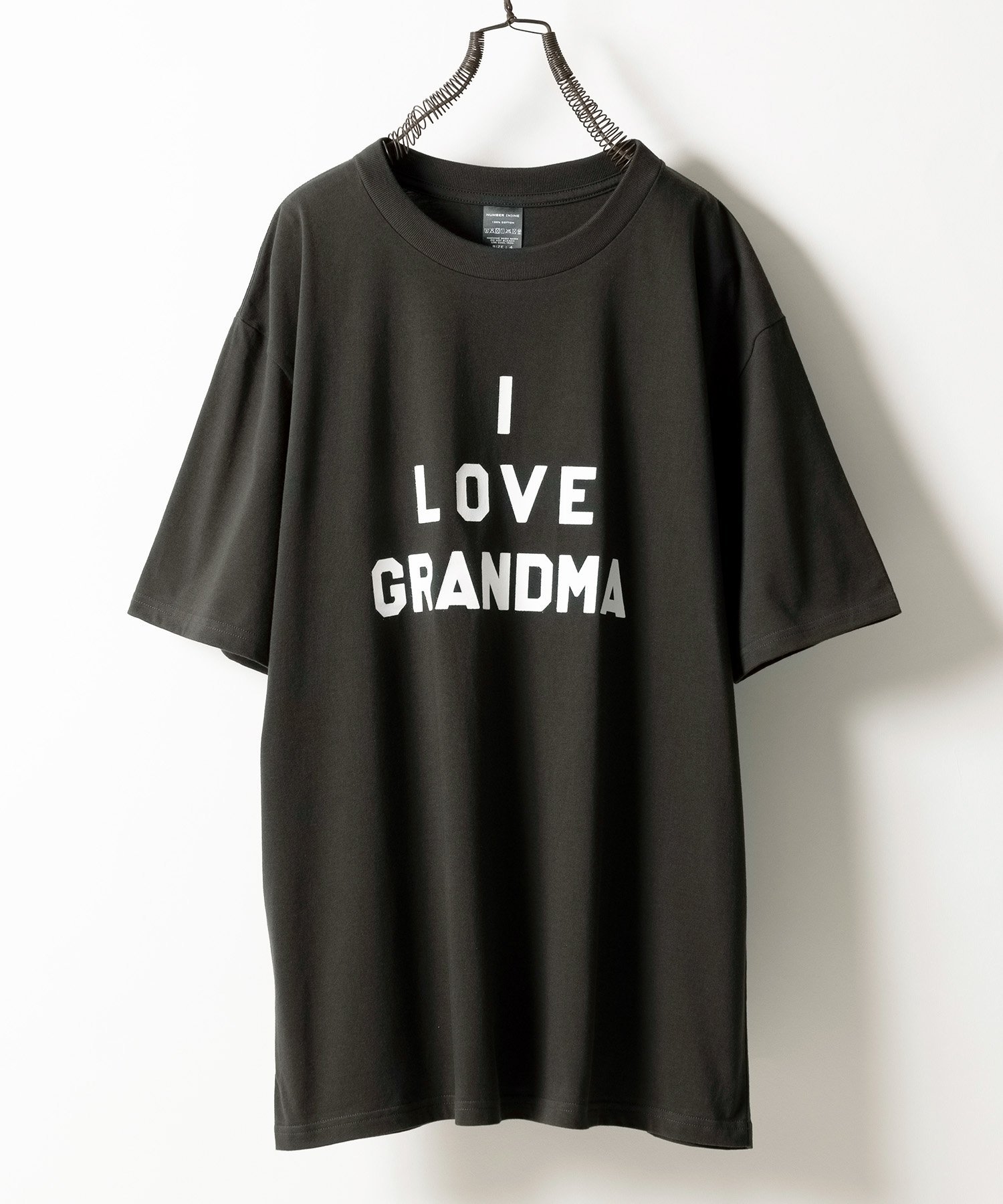 NUMBER (N)INE I LOVE GLANDMA T-SHIRT ナンバーナイン トップス カットソー・Tシャツ グレー ブラック ホワイト