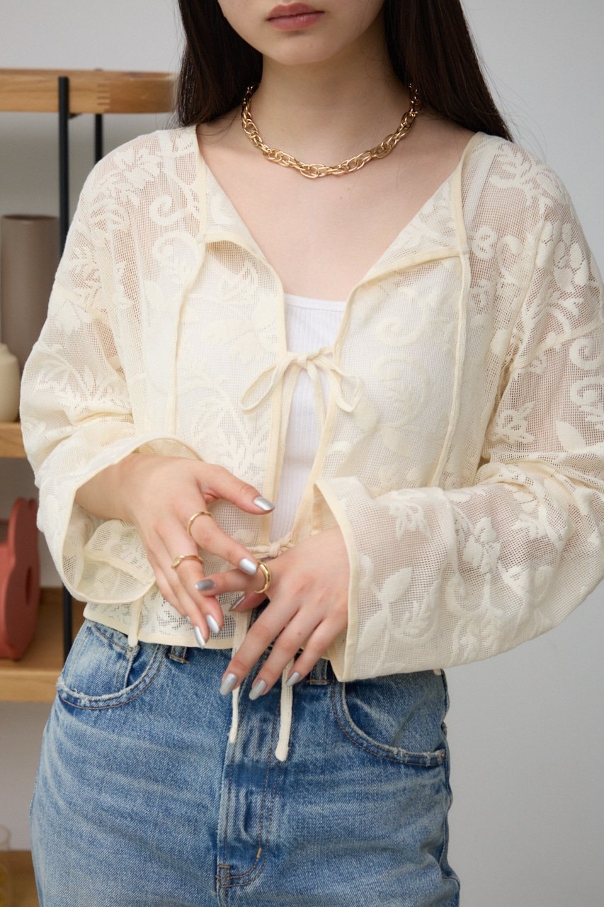 【SALE／50%OFF】AZUL BY MOUSSY メッシュパターンカーディガン アズールバイマウジー トップス カーディガン ホワイト ブラック ブルー