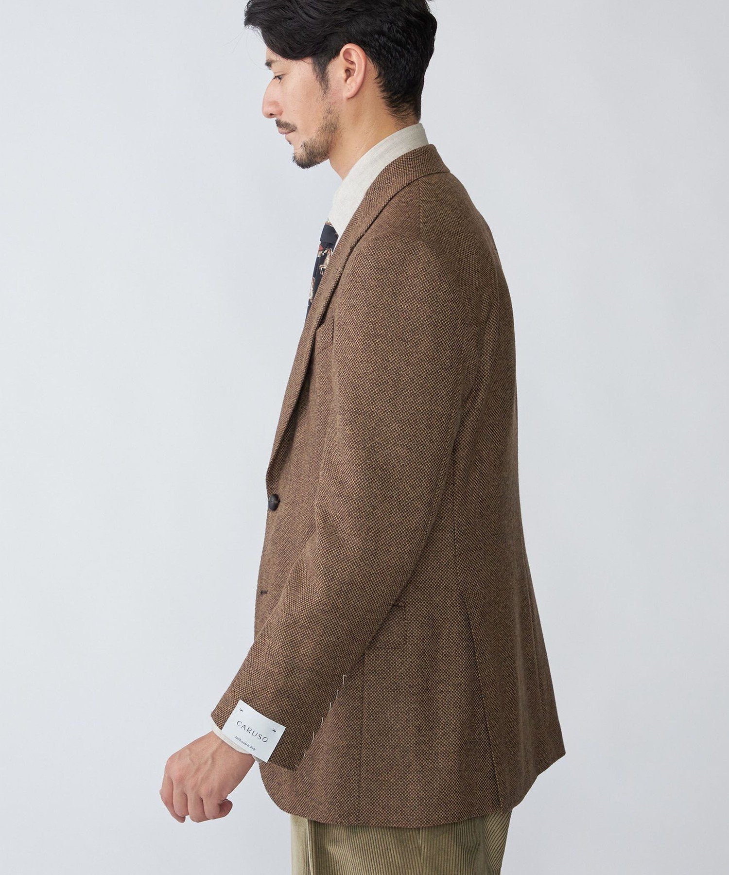 【SALE／60%OFF】SHIPS MEN 【SHIPS別注】CARUSO: AIDA ワイドラペル ウール シルク バスケット ジャケット シップス ジャケット・アウター テーラードジャケット・ブレザー ブラウン【送料無料】