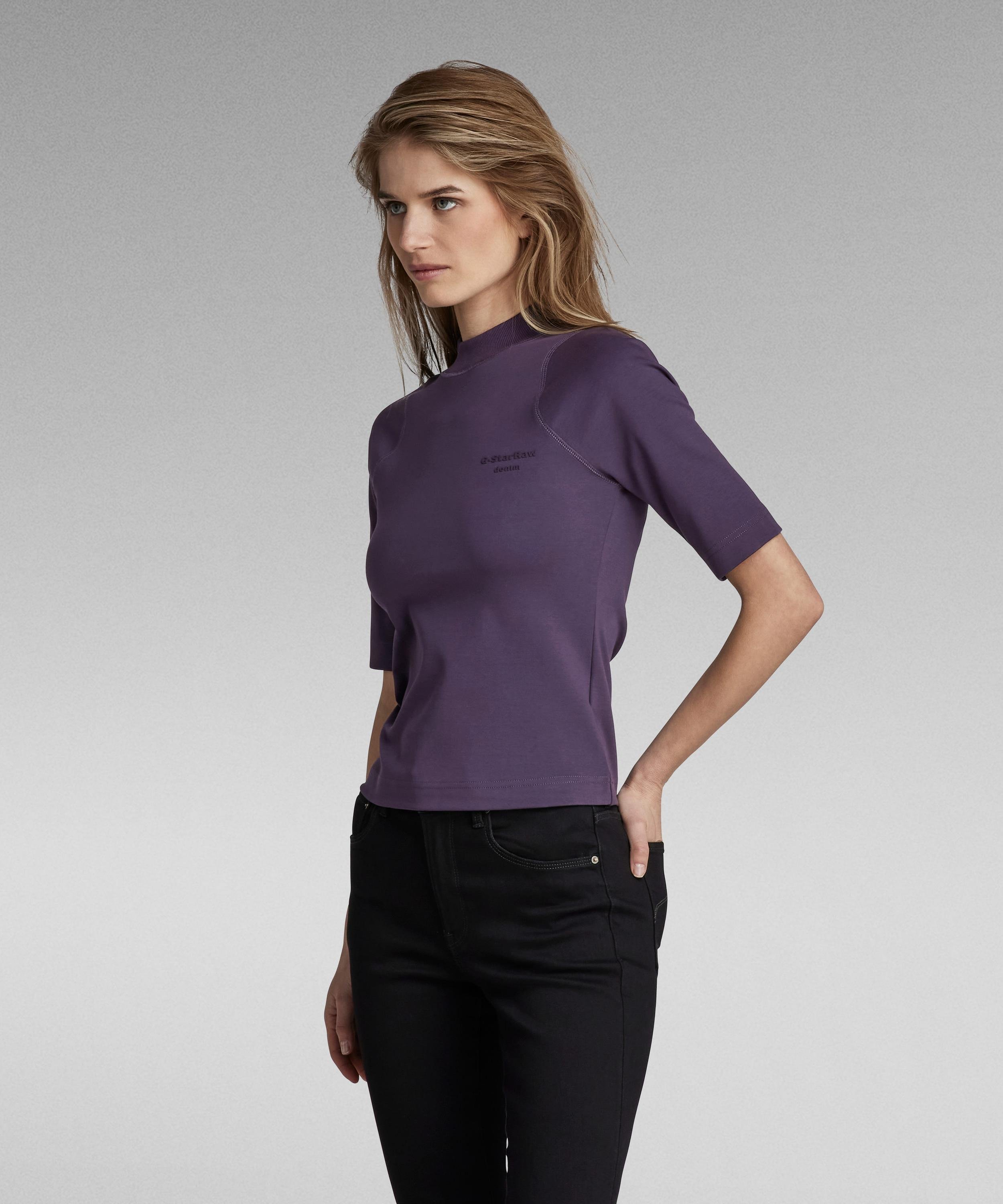 【公式ショップ】CYCLING ULTRA SLIM CROPPED TOP/サイクリングスリムモックネックTシャツ ジースターロゥ トップス カットソー・Tシャツ パープル