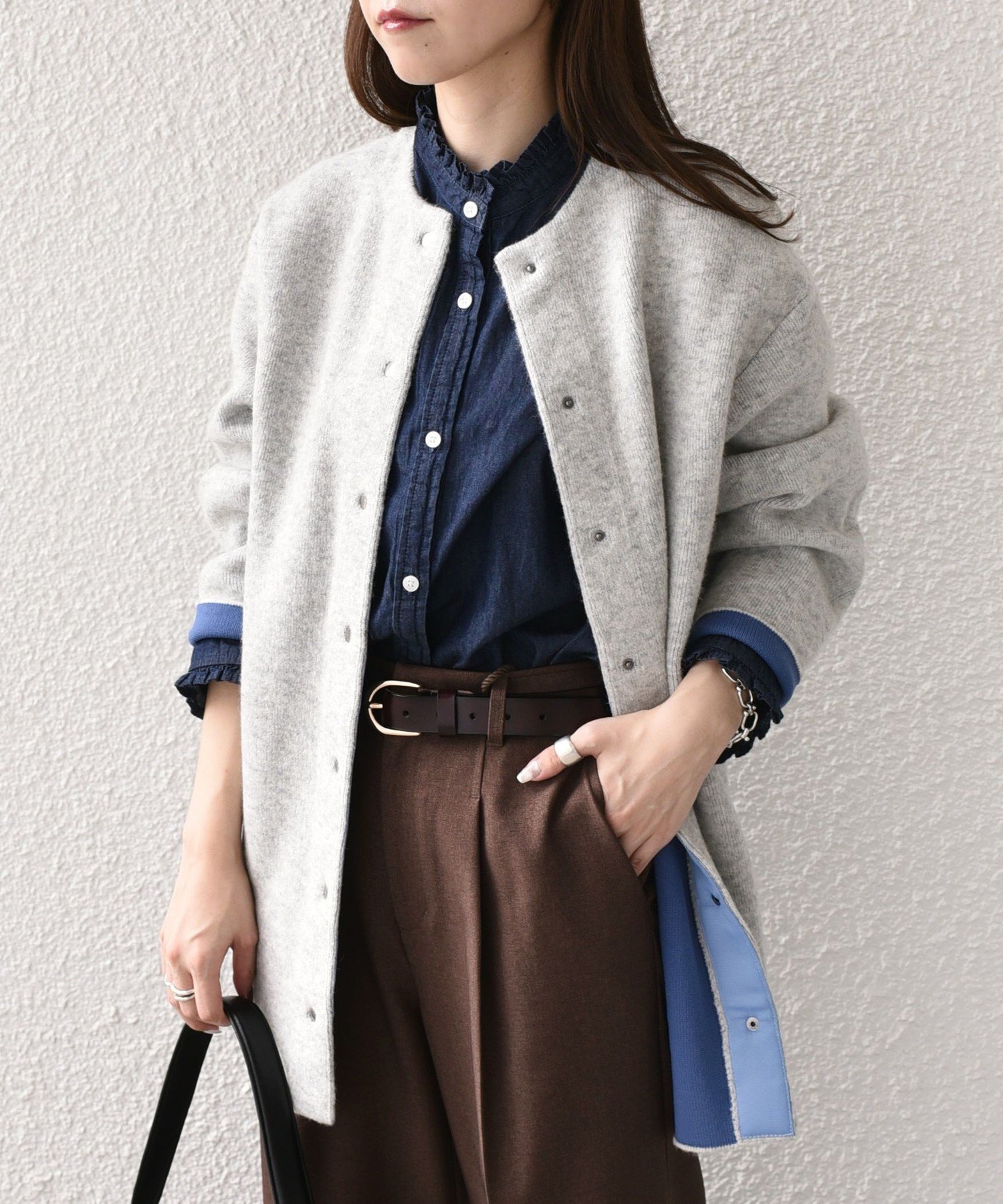 SHIPS Colors SHIPS Colors:＜手洗い可能＞チャイニーズラクーン 接結 ミディアムカーディガン◇ シップス トップス カーディガン ネイビー ベージュ グレー【送料無料】のサムネイル