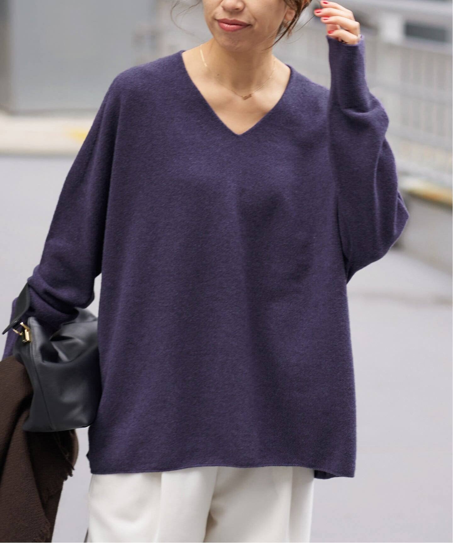 IENA 《追加3予約》Fineニュージーウール ニュアンス Vプルオーバー イエナ トップス ニット ブラウン パープル ベージュ【送料無料】のサムネイル