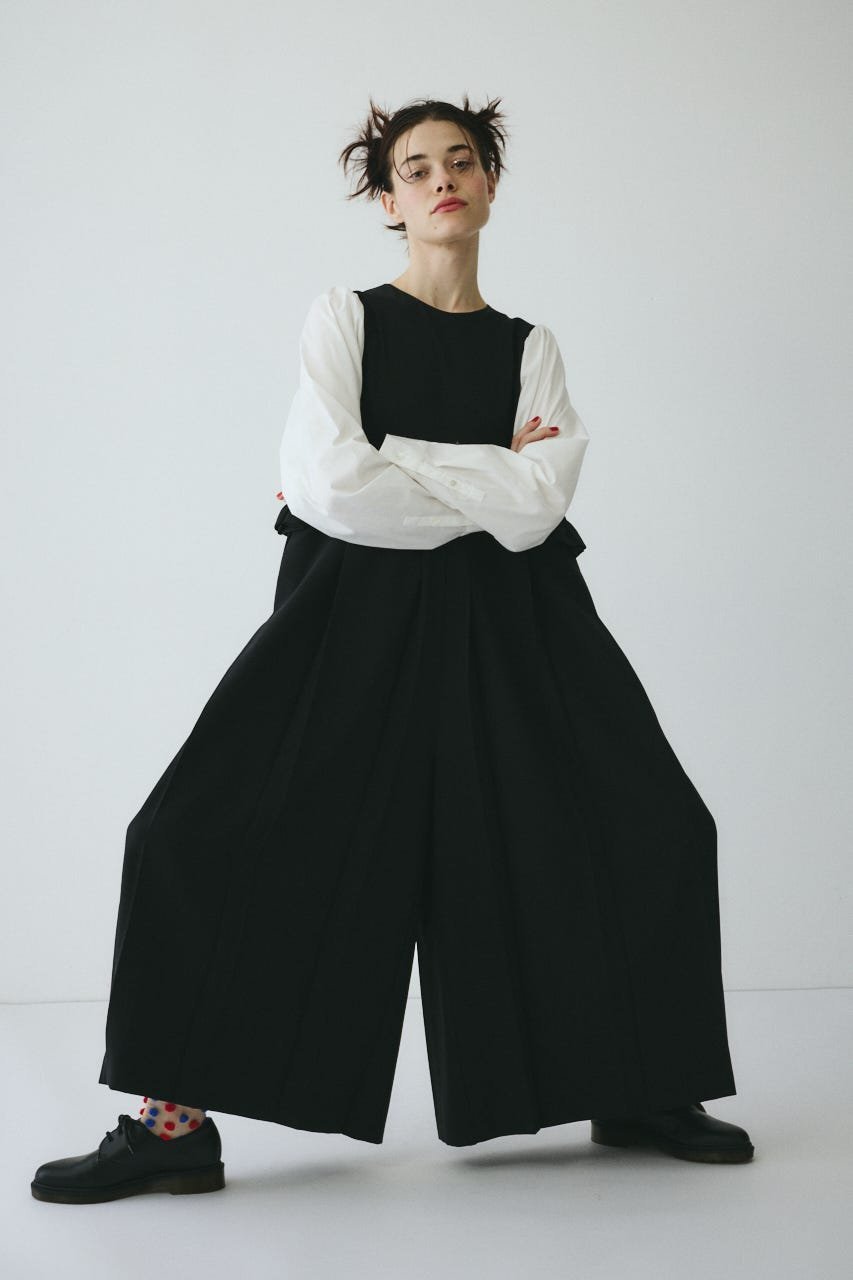 HeRIN.CYE Many tuck all in one ヘリンドットサイ ワンピース・ドレス ワンピース ネイビー ブラック