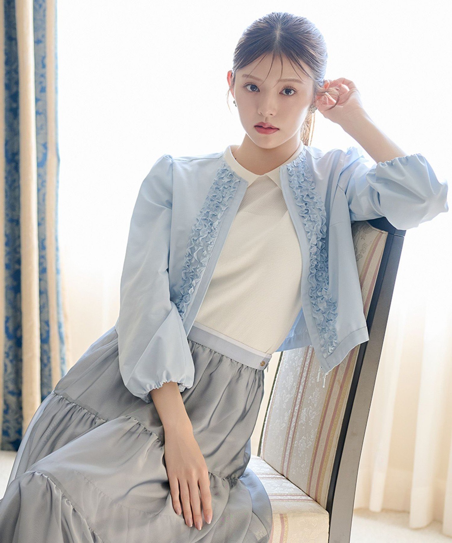 TOCCA 【鈴木ゆうかさん着用】SWEET FRILL JACKET ジャケット トッカ ジャケット・アウター ノーカラージャケット ホワイト