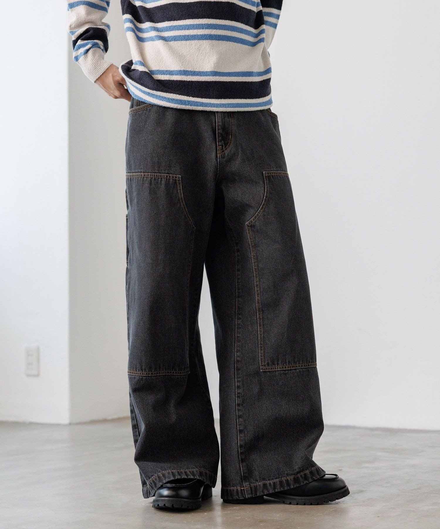 PAGEBOYLIM ペインターバギーデニム ページボーイ パンツ ジーンズ・デニムパンツ ブルー ブラック