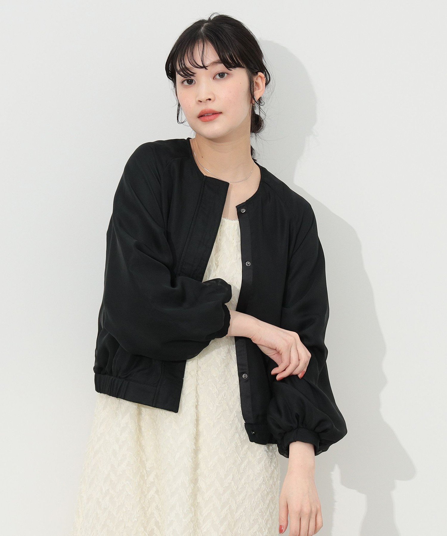 ビームス ブルゾン レディース BEAMS HEART WOMEN BEAMS HEART / シアー重ね ブルゾン ビームス ハート ジャケット・アウター ブルゾン・ジャンパー ブラック ホワイト【送料無料】