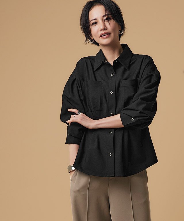 【SALE／10%OFF】RASW [RASW] ウエストタックシャツ ピエロ トップス シャツ・ブラウス ブラウン ブラック【送料無料】のサムネイル