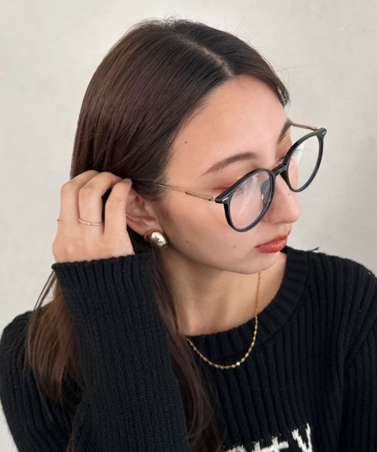 MYMOOD. ケース付きブルーライトカット伊達メガネ アウトフィッターラボ ファッション雑貨 メガネ ブラ..