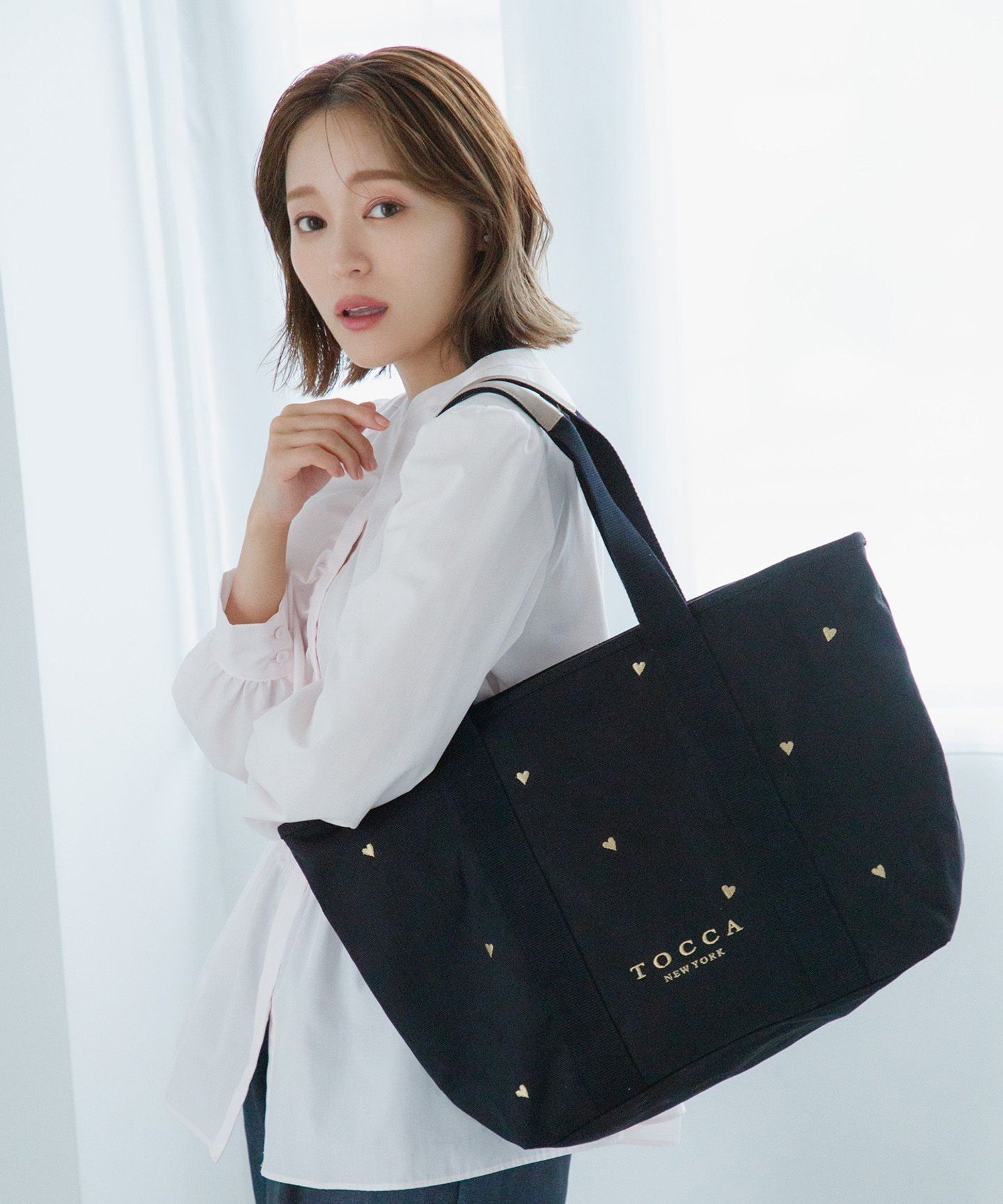 TOCCA 【chayさん着用】ROSY RIPPLE ブラウス トッカ トップス シャツ・ブラウス ピンク ホワイト