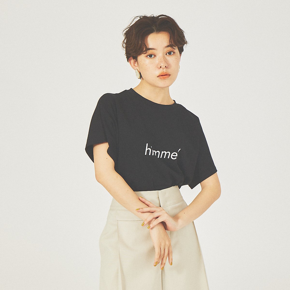 qualite 【MARGAUX】別注himmel T カリテ トップス カットソー・Tシャツ ブラック ホワイト【送料無料】