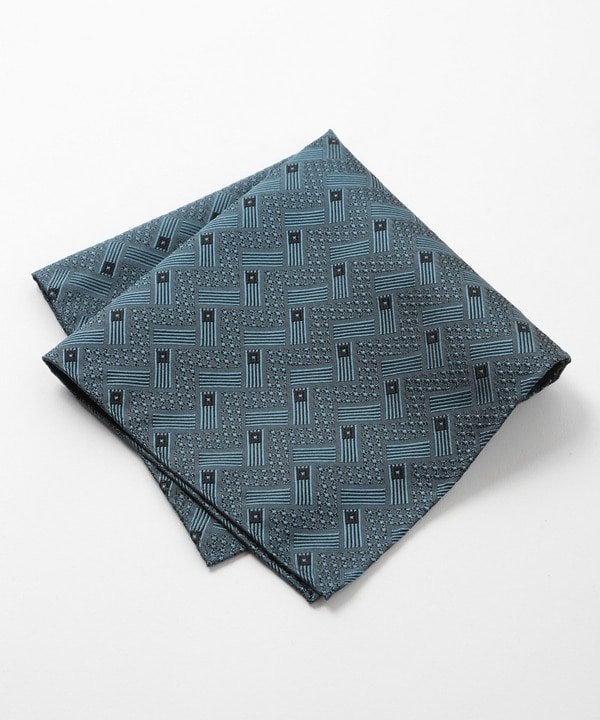 MEN'S BIGI 【TIE YOUR TIE(タイユアタイ)】ジオメトリック柄シルクチーフ メンズ ビギ ファッション雑貨 その他のファッション雑貨 ブルー シルバー レッド【送料無料】
