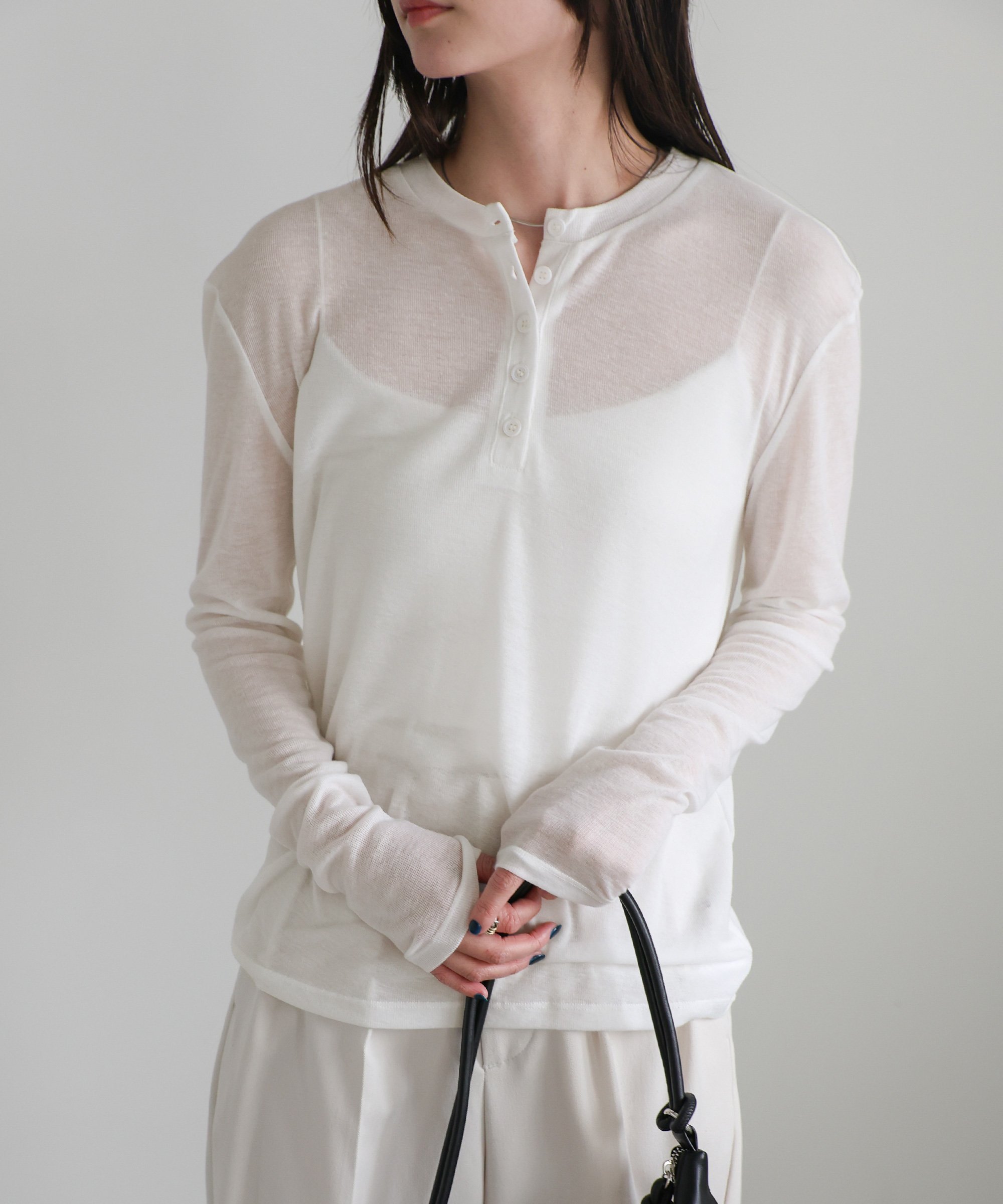 SELECT MOCA ヘンリーネックシアーロンT セレクトモカ トップス カットソー・Tシャツのサムネイル