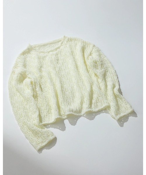 STRAWBERRY-FIELDS チュールヤーンレース編ニット ストロベリーフィールズ トップス ニット【送料無料】