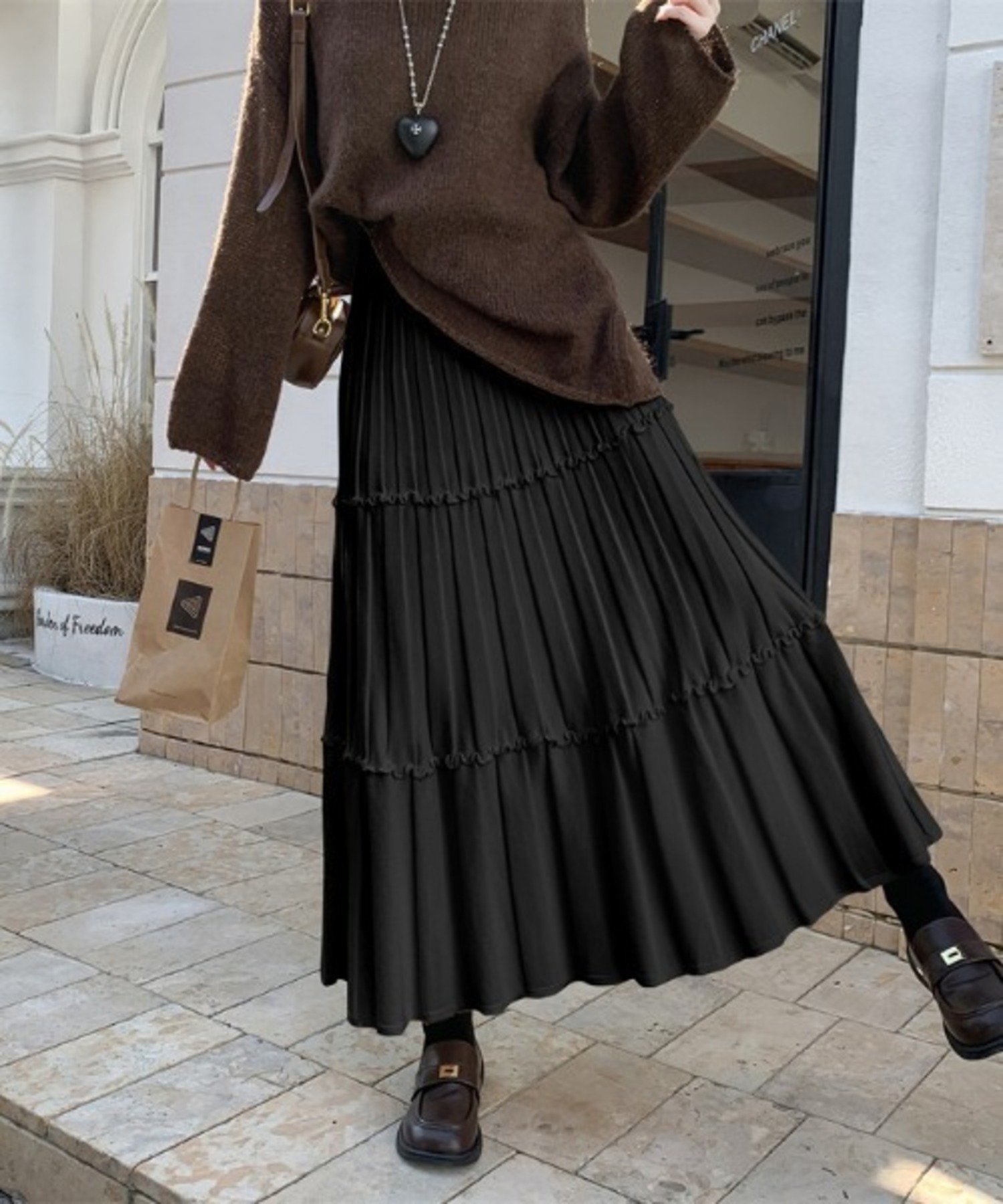 【SALE／15%OFF】Doula Doula 切り替えフレアニットスカート ドゥーラ ドゥーラ 福袋・ギフト・その他 その他 ブラック グレー ホワイト【送料無料】