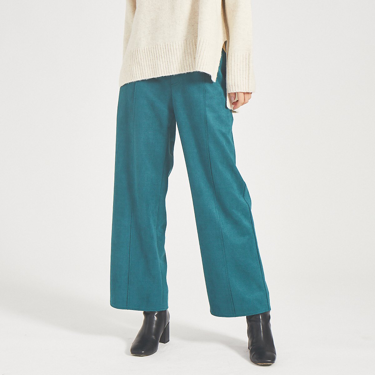 【SALE/70%OFF】abahouse mavie スエードストレートパンツ アバハウス マヴィ パンツ その他のパンツ グリーン ホワイト グレー