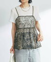 un dix cors チュール刺繍ビスチェ アンディコール トップス ノースリーブ・タンクトップ カーキグリーン ブラック【送料無料】