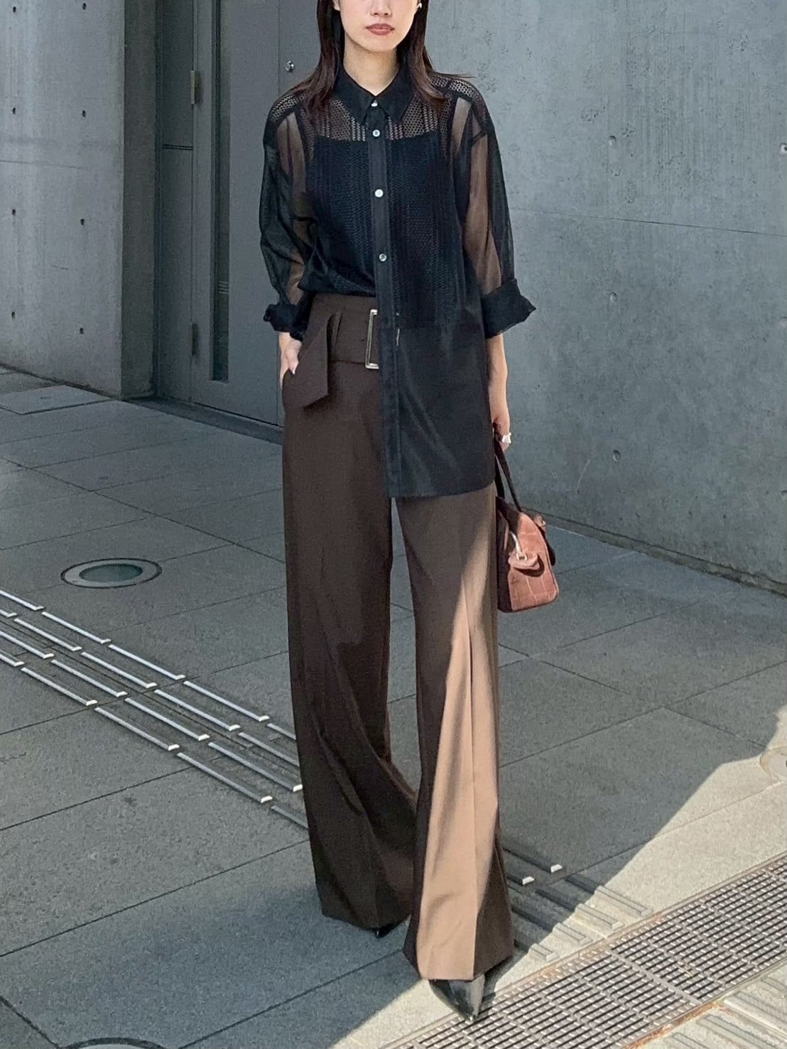 LE CIEL BLEU レースアンドメッシュコンボシャツ / Lace & Mesh Combo Shirt ルシェルブルー トップス シャツ・ブラウス ホワイト ブラック