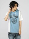 【SALE/75%OFF】semanticdesign 切替カレッジ 半袖ルーズTパーカー タカキュー トップス パーカー・フーディー ブルー