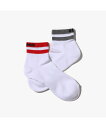 atmos atmos QUARTER OG COLOR LINE SOCKS 2 RED/GRAY 23SU-I アトモスピンク 靴下・レッグウェア その他の靴下・レッグウェア ホワイト