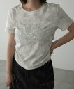 WEGO LADY'S メタリックバタフライサークルロゴT ウィゴー トップス カットソー・Tシャツ ブラック ホワイト