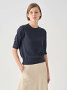 JOHN SMEDLEY ターンバック5分袖コットンニットプルオーバー | S4749 | 30G ジョンスメドレー トップス ニット ネイビー【送料無料】