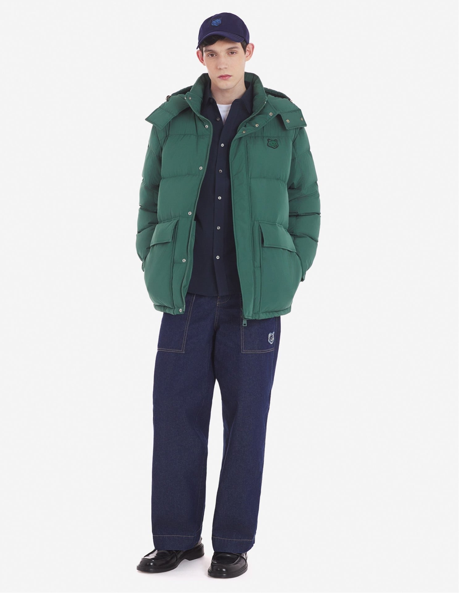 【SALE／50%OFF】Maison Kitsune Maison Kitsune/(M)【公式】Maison Kitsune HOODED PUFFER IN NYLON WITH TONAL FOX HEAD PATCH メゾン キツネ アーカイブス ジャケット・アウター ダウンジャケット・ダウンベスト グリーン【送料無料】