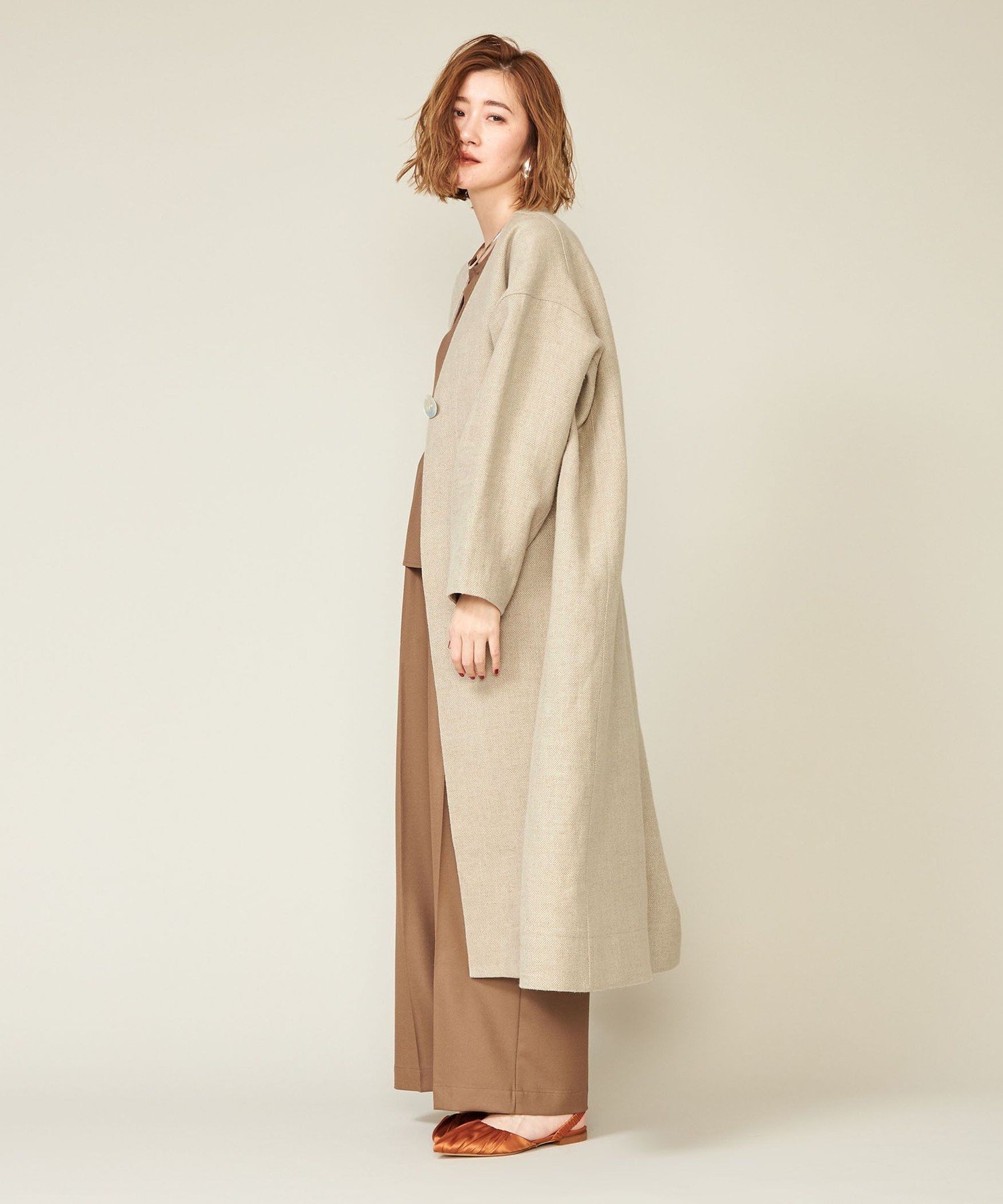 【SALE／80%OFF】conte ＜conte＞ツイード ノーカラーコート ユナイテッドアローズ アウトレット ジャケット・アウター その他のジャケット・アウター ベージュ ブラック【送料無料】