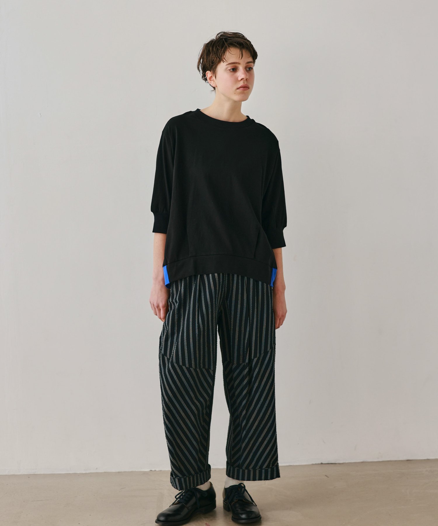 KELEN 「KELEN / ケレン」コットンシアーサッカーストライプ パネルデザインパンツ ビーアパートメント パンツ その他のパンツ ホワイト ブラック