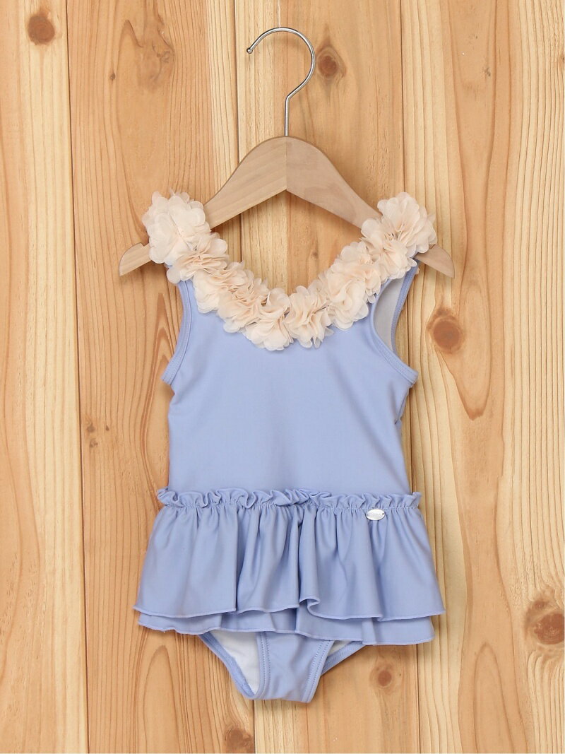 【SALE／30%OFF】petit main お花モチーフワンピース水着 ナルミヤオンライン ファッショングッズ キッズ用品 ブルー ピンクのサムネイル