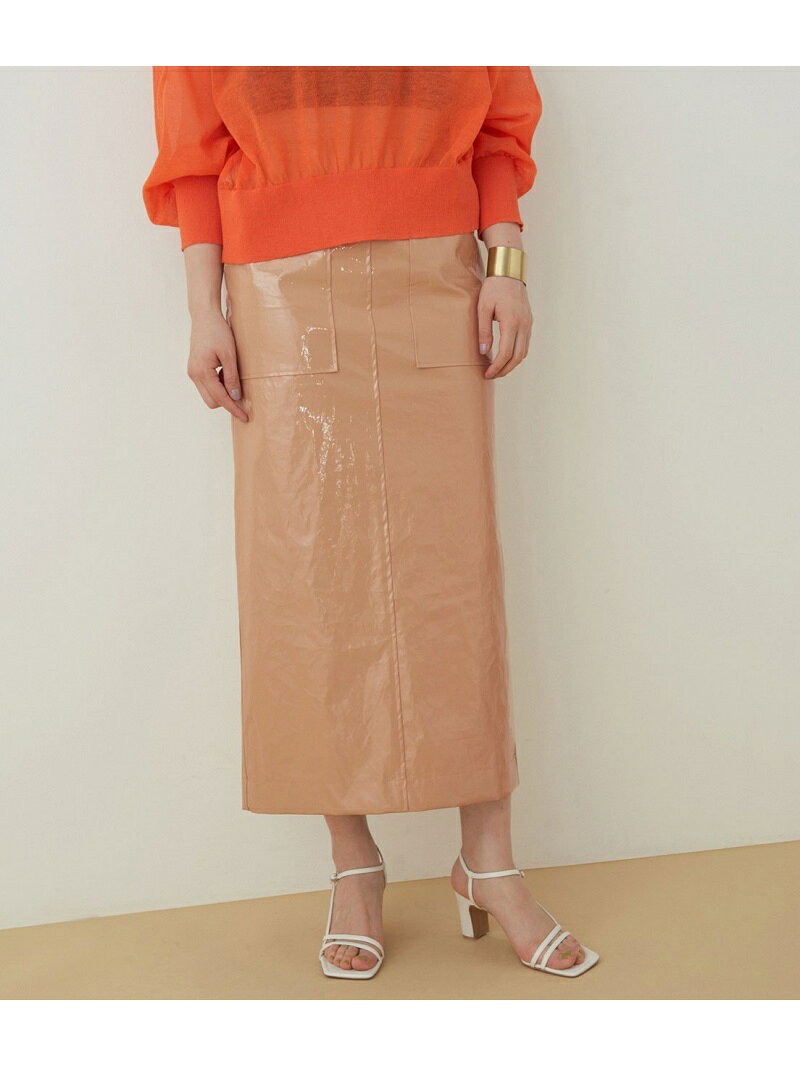 【SALE／80%OFF】ADAM ET ROPE' FEMME ラミネートスカート アダムエロペ スカート その他のスカート グリーン ベージュ オレンジ【送料無料】