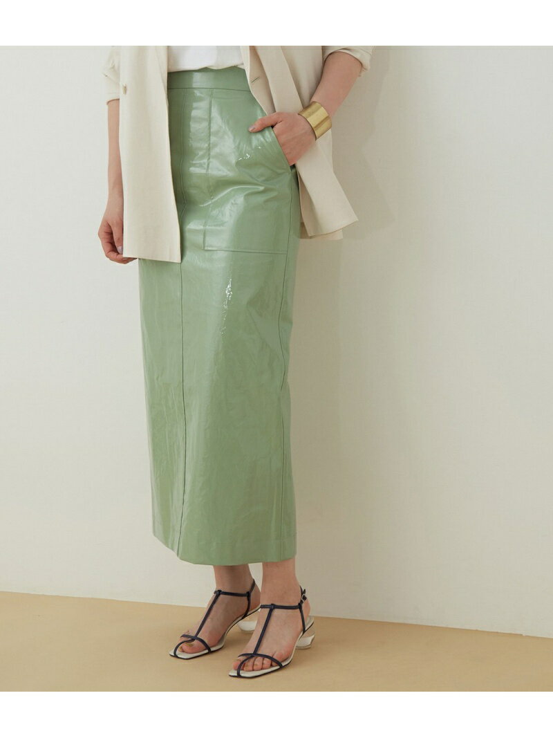 【SALE／80%OFF】ADAM ET ROPE' FEMME ラミネートスカート アダムエロペ スカート その他のスカート グリーン ベージュ オレンジ【送料無料】