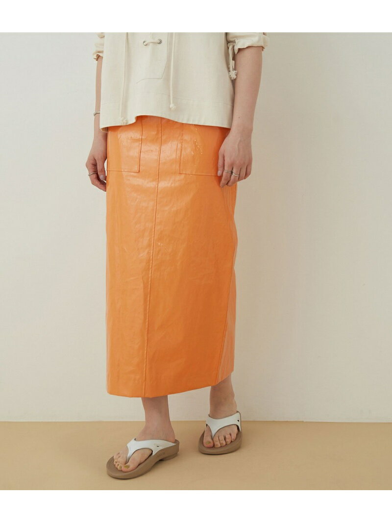 【SALE／80%OFF】ADAM ET ROPE' FEMME ラミネートスカート アダムエロペ スカート その他のスカート グリーン ベージュ オレンジ【送料無料】