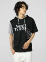 【SALE/75%OFF】semanticdesign 切替カレッジ 半袖ルーズTパーカー タカキュー トップス パーカー・フーディー ブラック