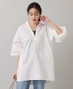 【SALE/50%OFF】UNTITLED 【TICCA】コットンリネンレースアップシャツ アンタイトル ワンピース・ドレス チュニック ホワイト ブルー【送料...